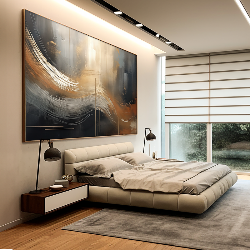 Gold Waves on Wall V1050 Canvas