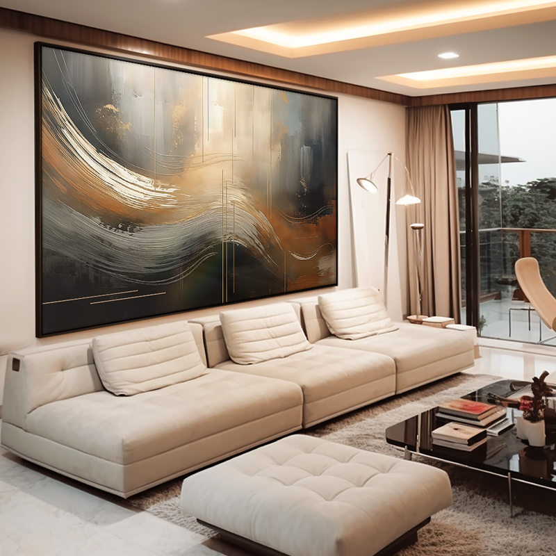 Gold Waves on Wall V1050 Canvas