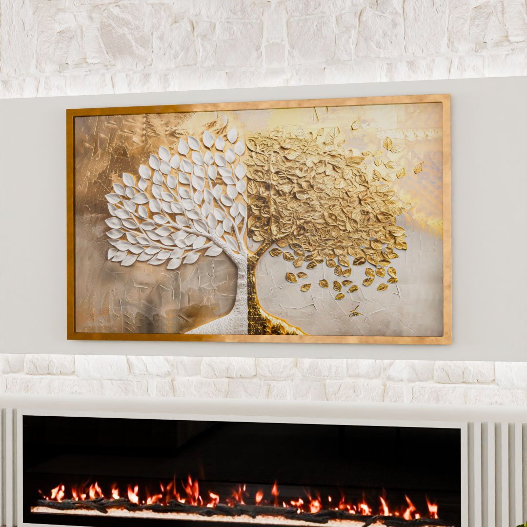 Gold and White Leaves v1953 Canvas