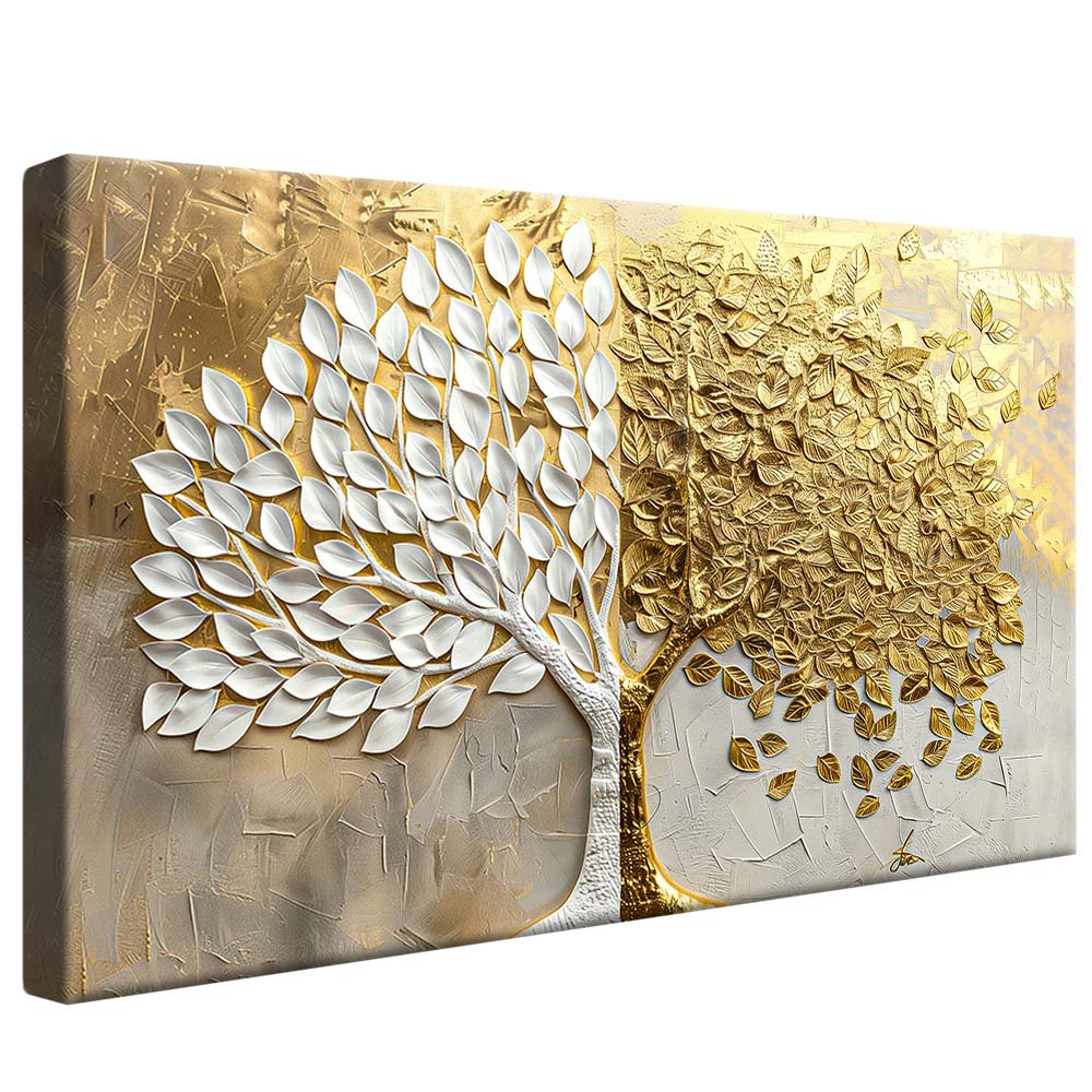 Gold and White Leaves v1953 Canvas