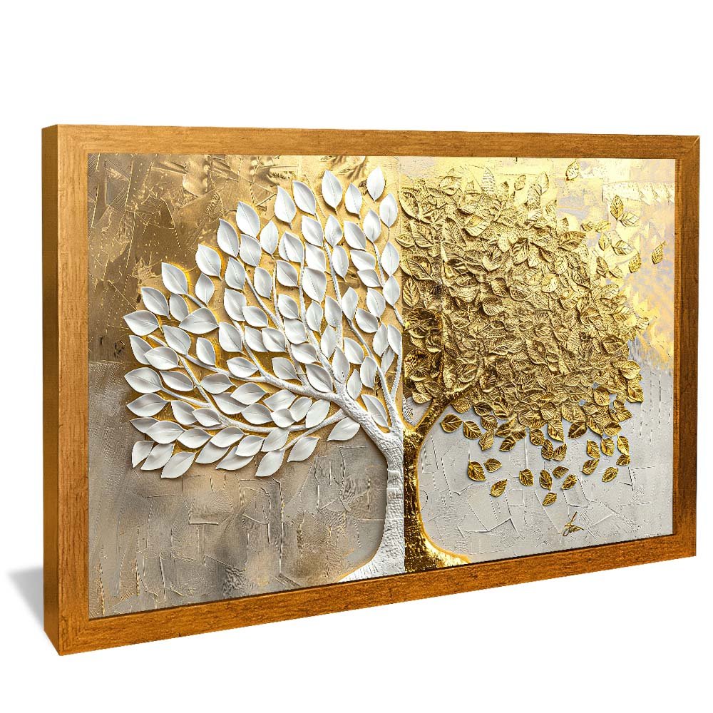 Gold and White Leaves v1953 Canvas