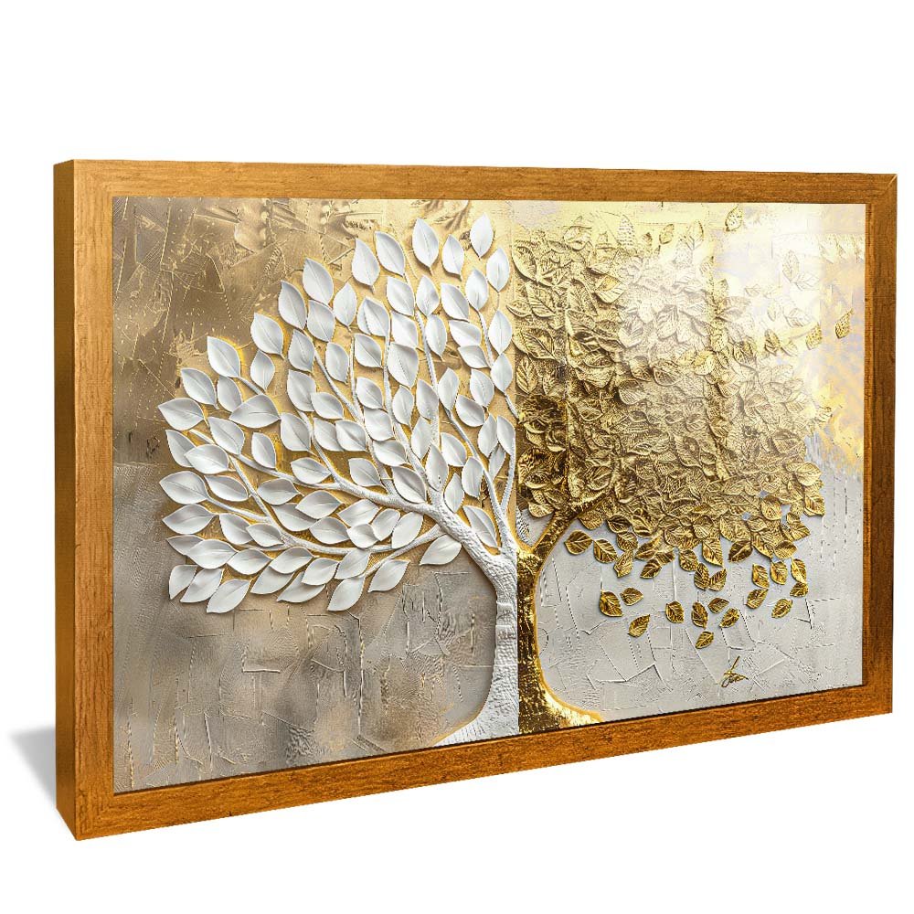 Gold and White Leaves v1953 Canvas