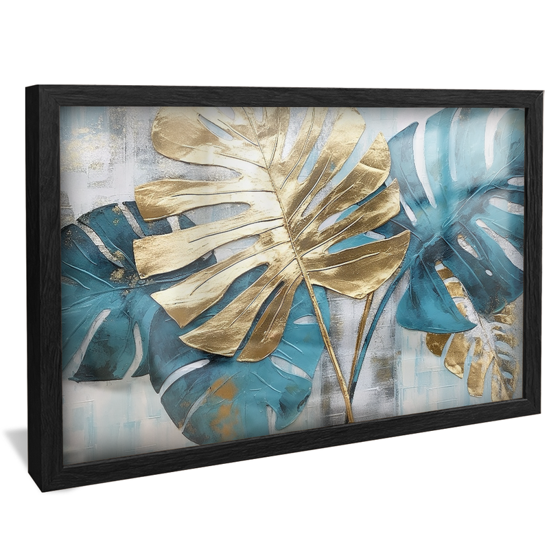 Golden Blue Leaves V965 Canvas