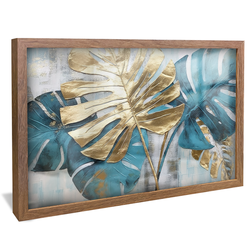 Golden Blue Leaves V965 Canvas