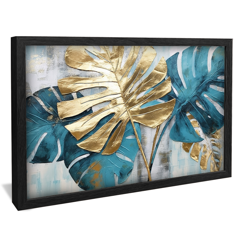 Golden Blue Leaves V965 Canvas