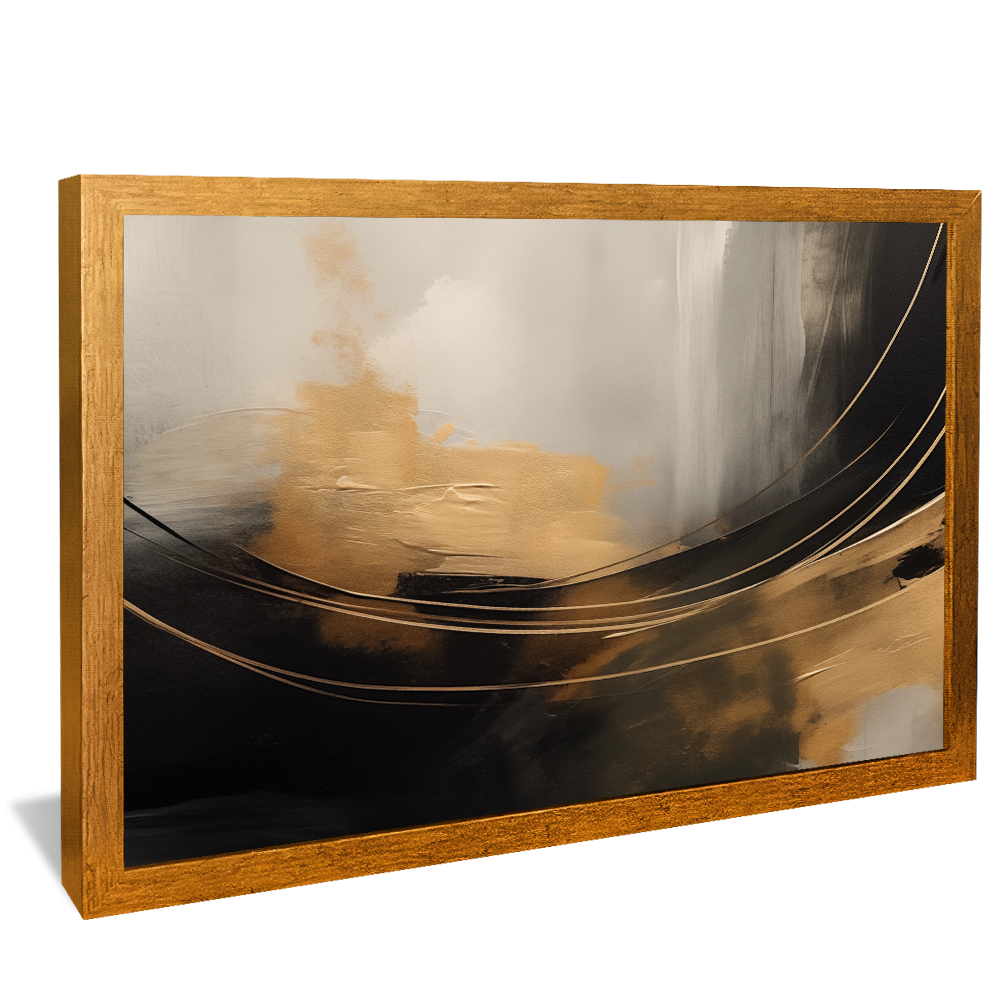 Golden Brushstrokes on Wall Canvas V1054