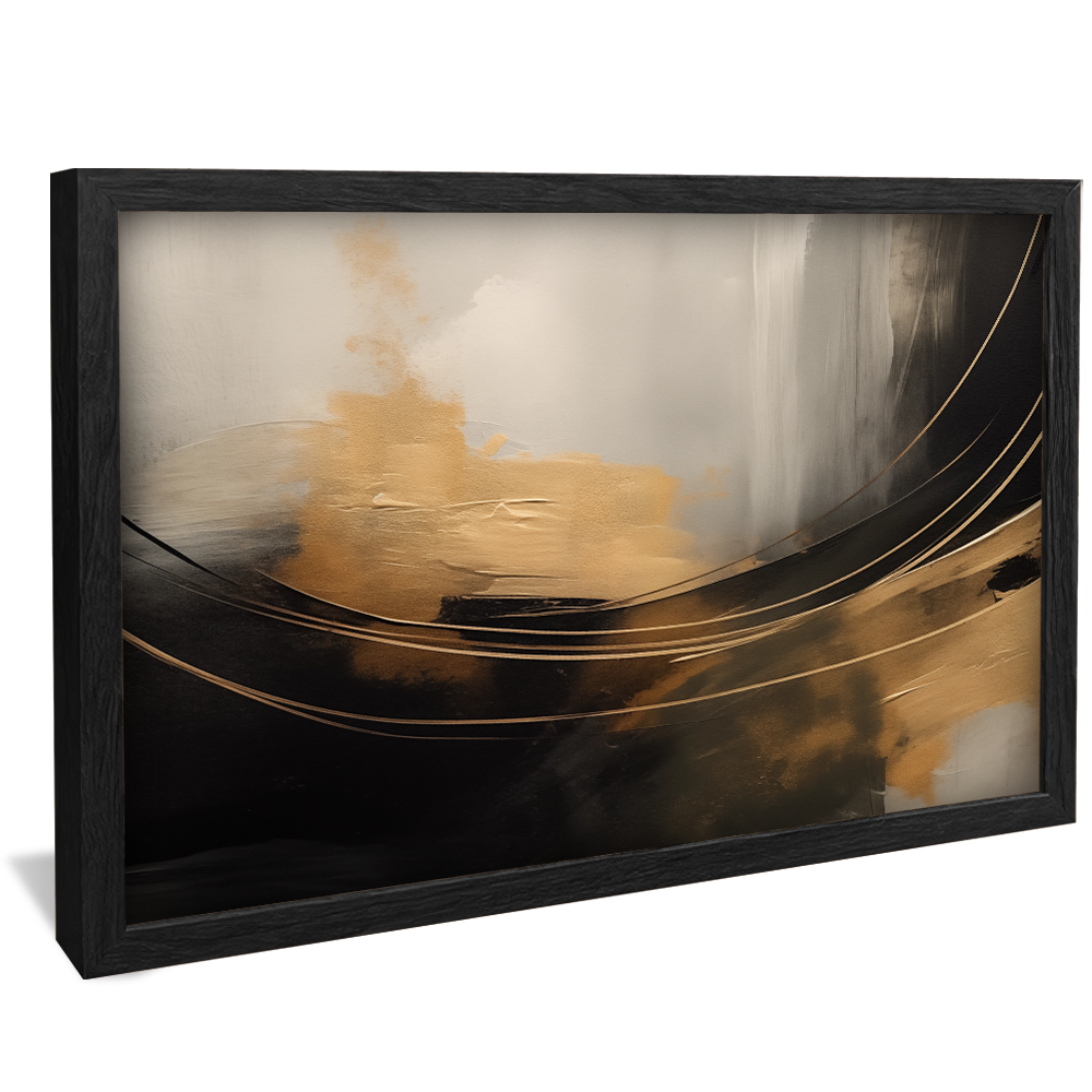 Golden Brushstrokes on Wall Canvas V1054