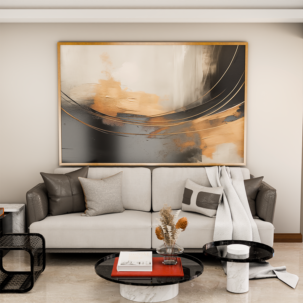 Golden Brushstrokes on Wall Canvas V1054