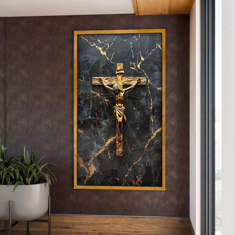 Golden Cross on Marble V1793 Canvas