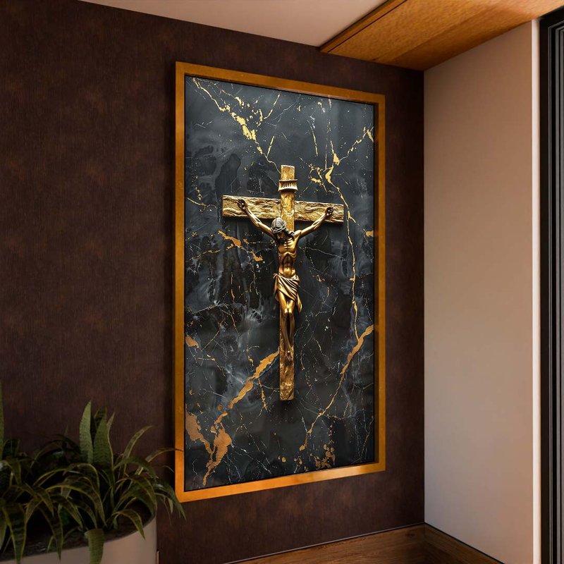 Golden Cross on Marble V1793 Canvas