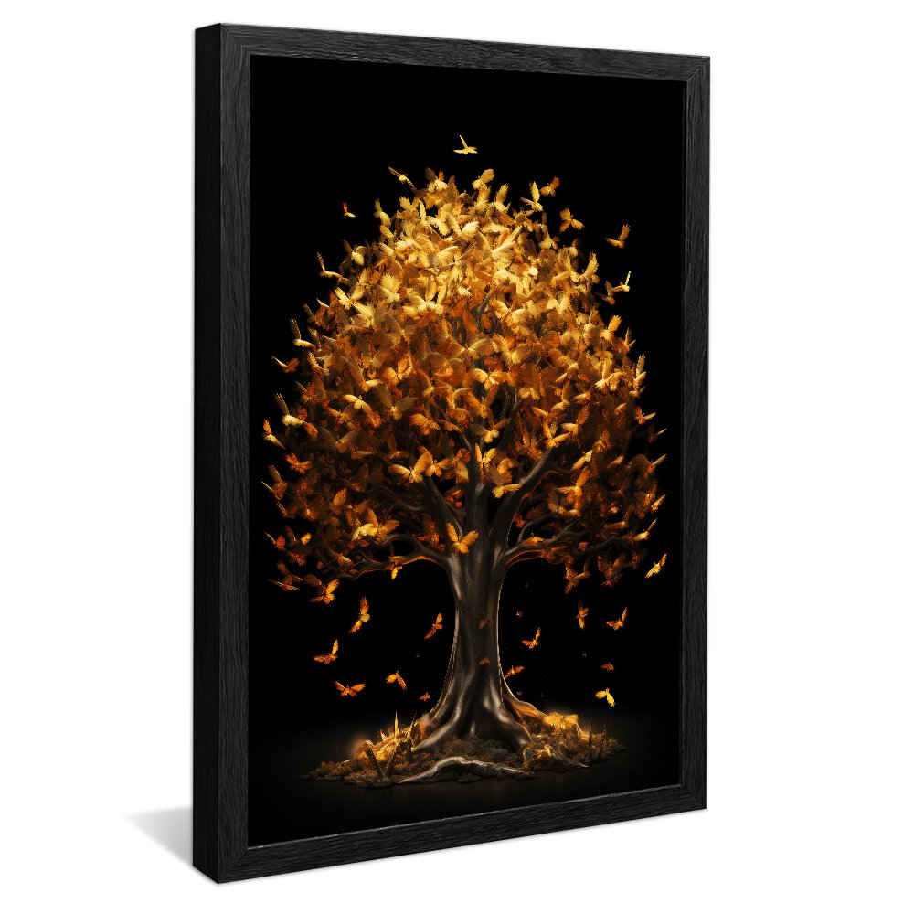 Golden Flowers Tree Canvas