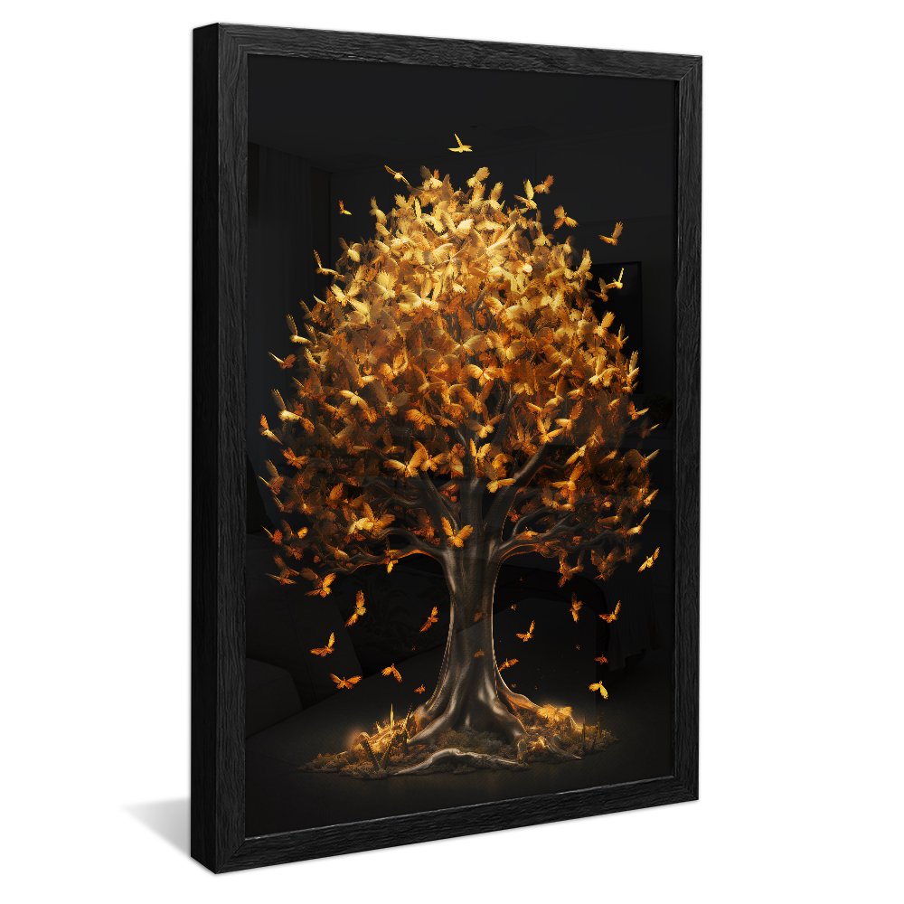 Golden Flowers Tree Canvas