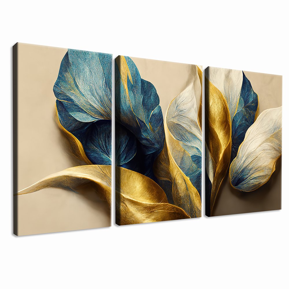 Golden Leaves Trio Canvas