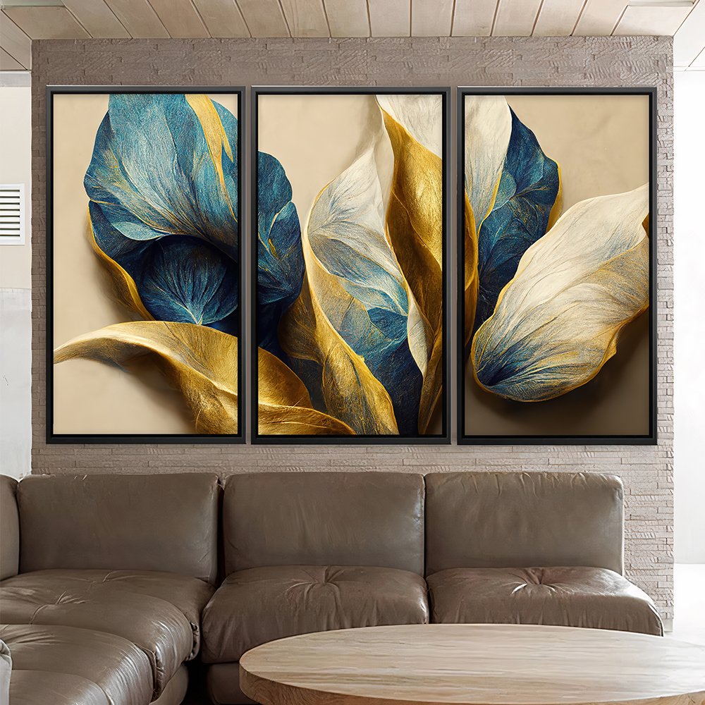 Golden Leaves Trio Canvas