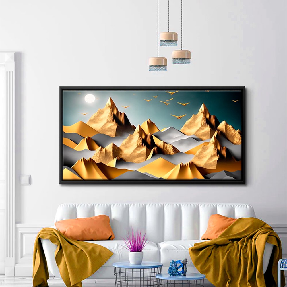 Golden Mountains Abstract Canvas