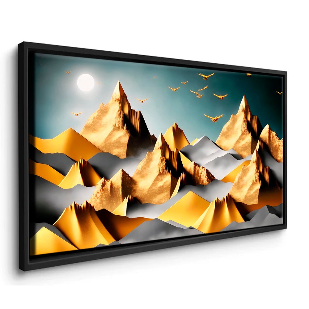 Golden Mountains Abstract Canvas