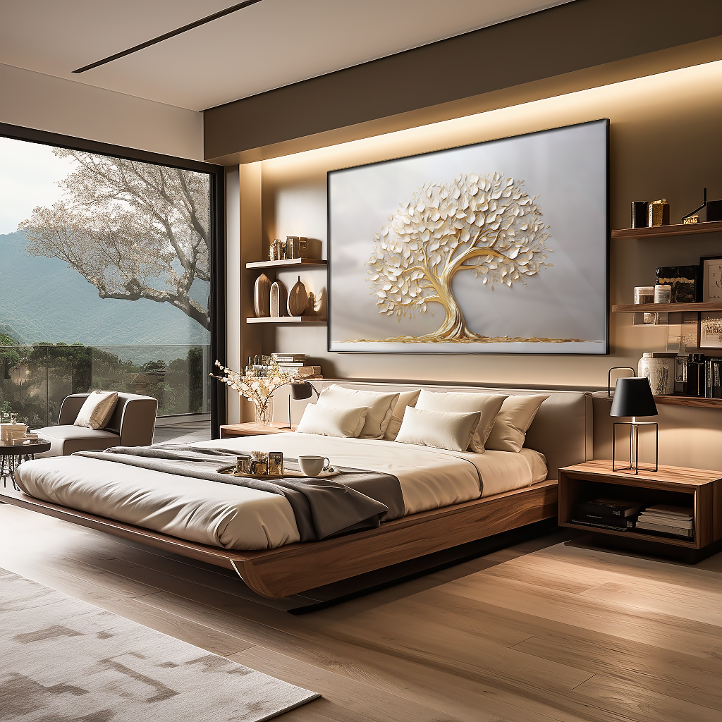 Golden Tree 3D V778 Canvas