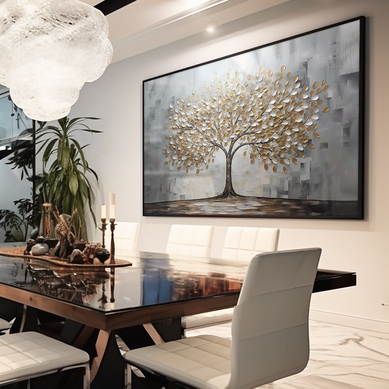 Golden Tree and Leaves V852 Canvas
