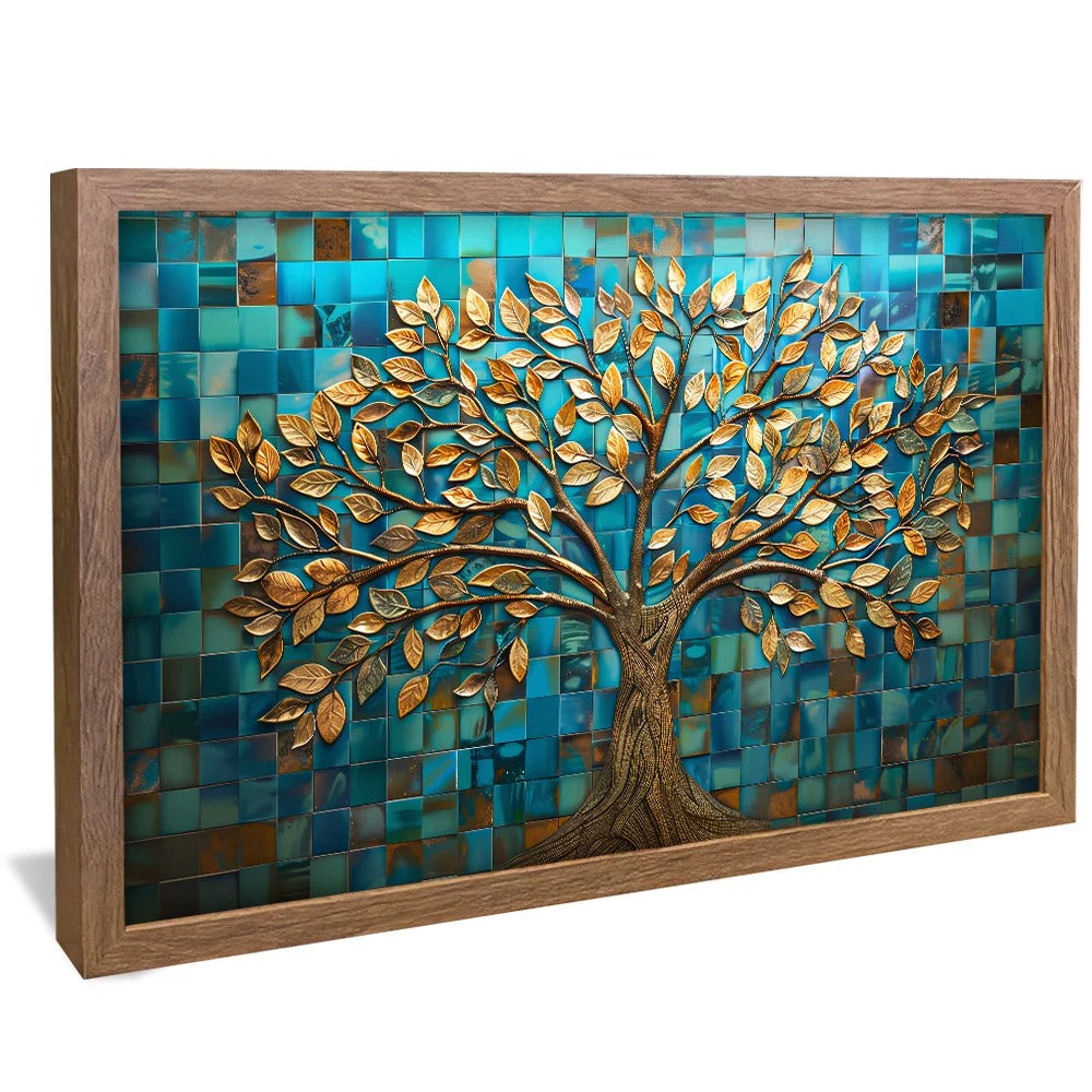 Golden Tree in Mosaic v1452 Canvas