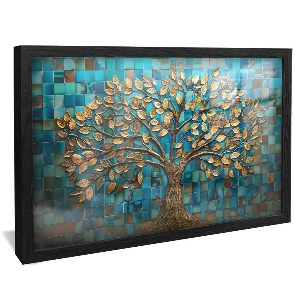 Golden Tree in Mosaic v1452 Canvas