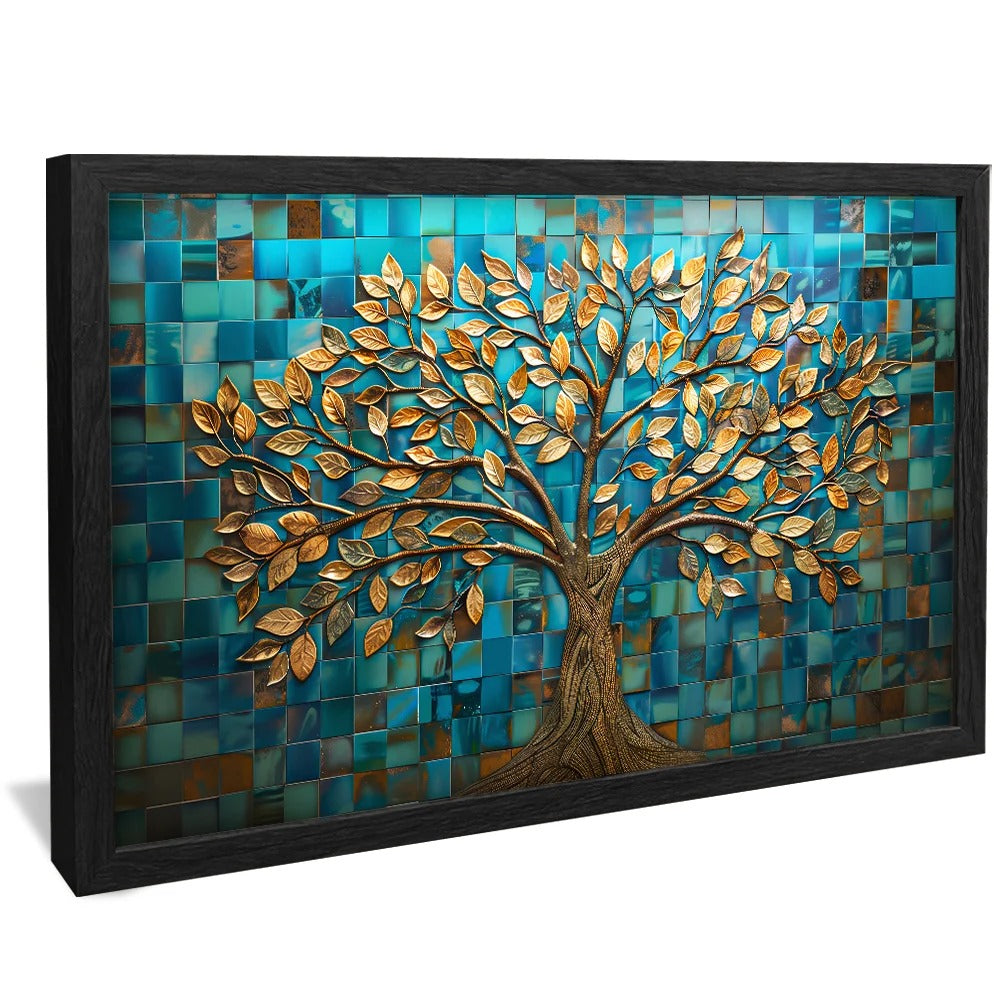 Golden Tree in Mosaic v1452 Canvas