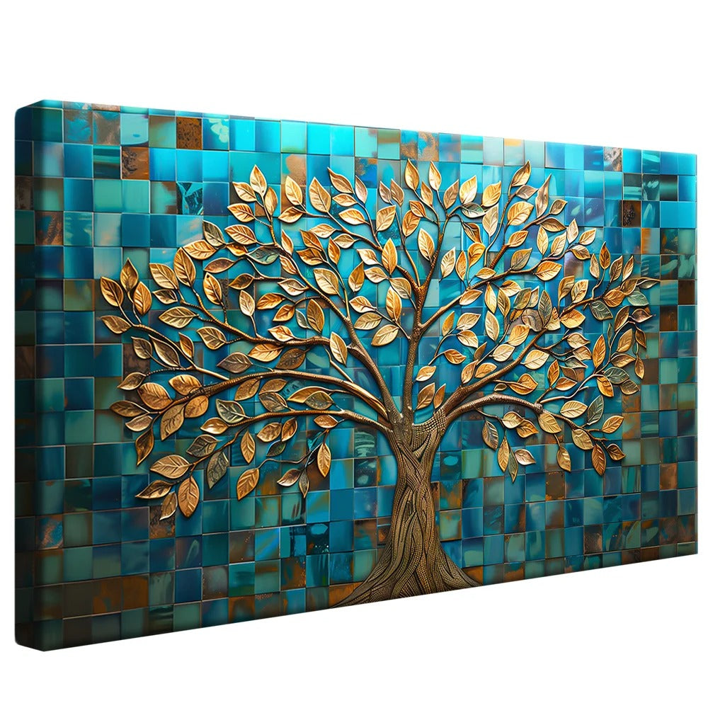 Golden Tree in Mosaic v1452 Canvas