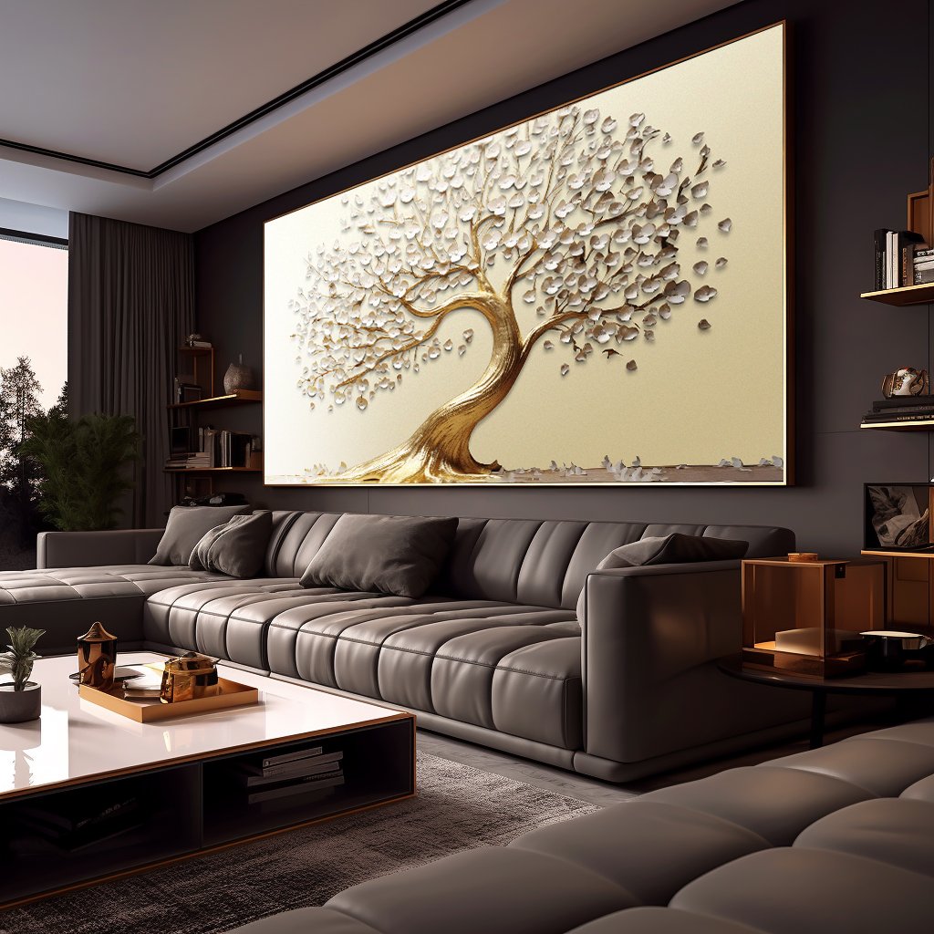 Golden Tree of Life with Gold Trunk V021 Canvas
