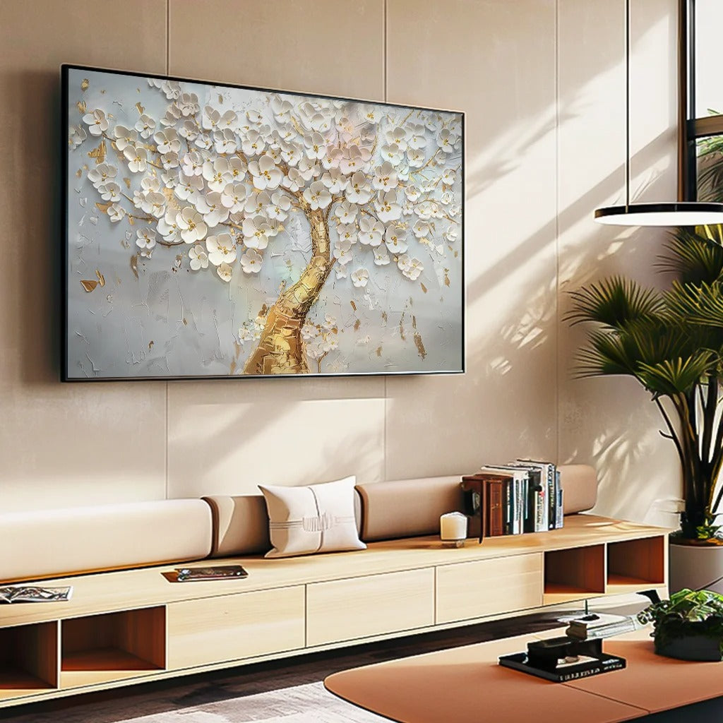 Golden Tree with White Leaves v1442 Canvas