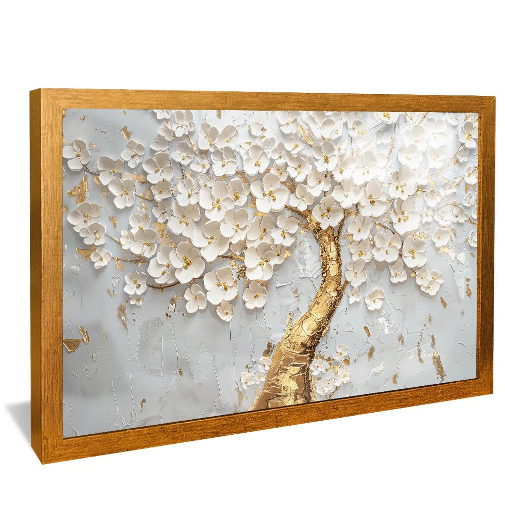 Golden Tree with White Leaves v1442 Canvas