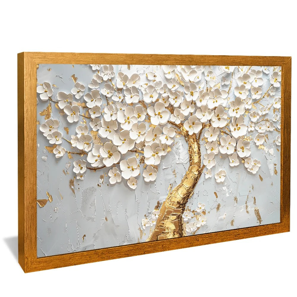 Golden Tree with White Leaves v1442 Canvas