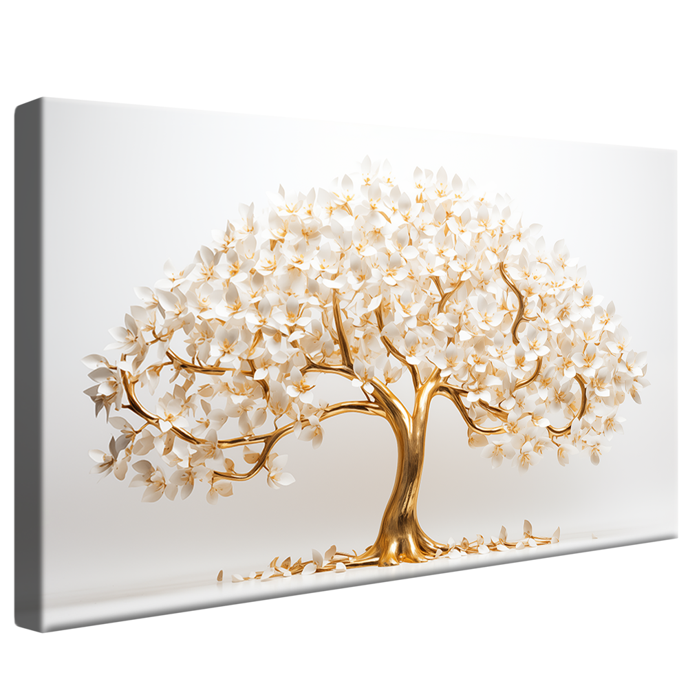 Golden Tree with White Petals V861 Canvas