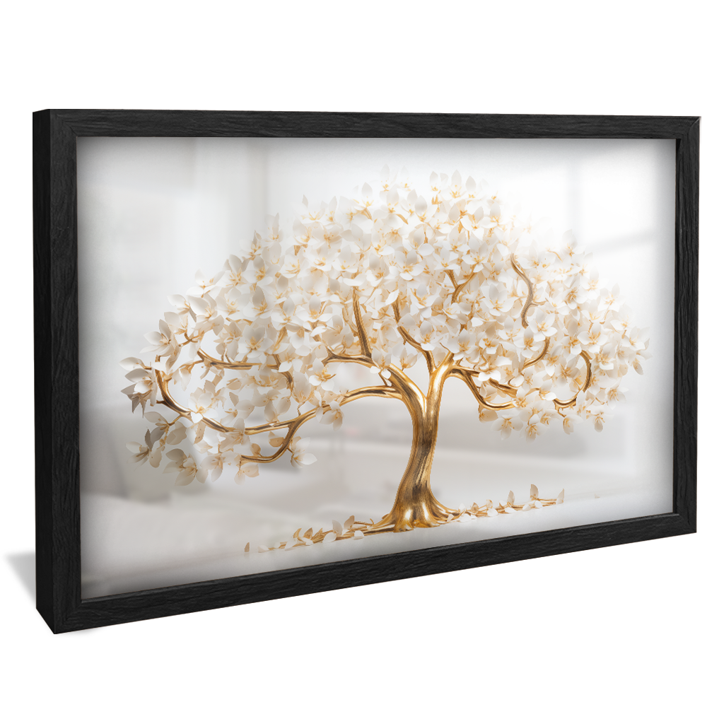 Golden Tree with White Petals V861 Canvas