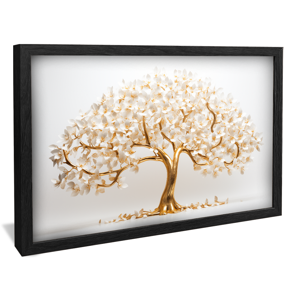 Golden Tree with White Petals V861 Canvas