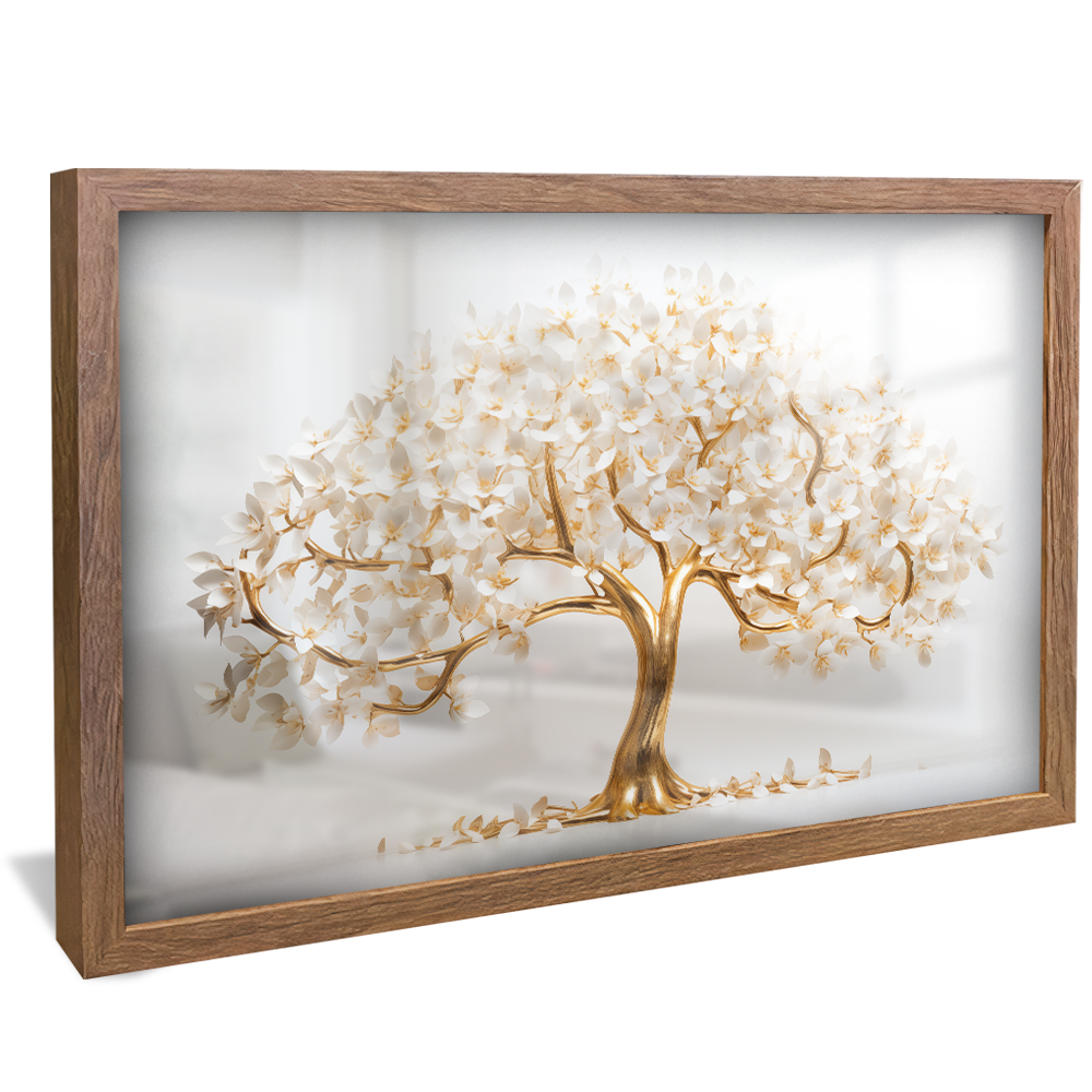 Golden Tree with White Petals V861 Canvas