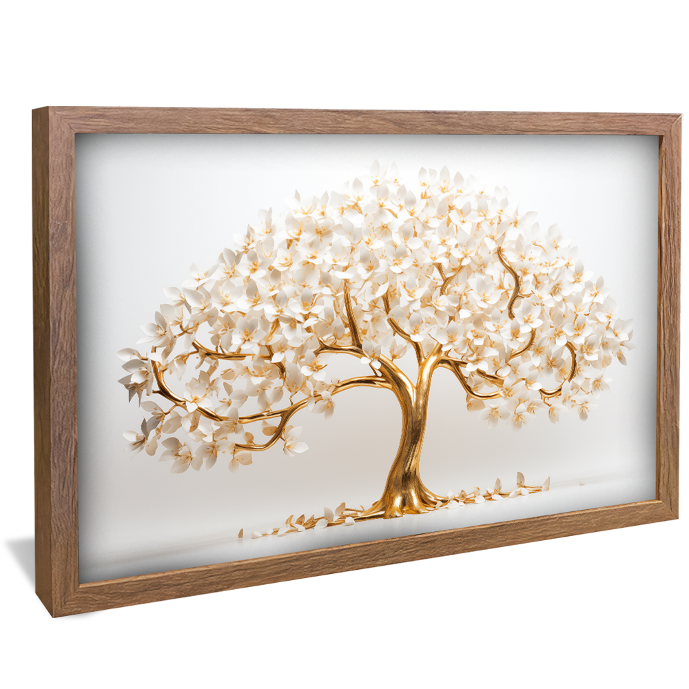 Golden Tree with White Petals V861 Canvas