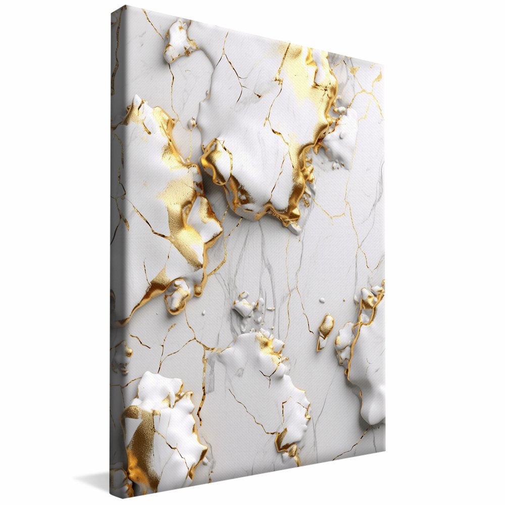 Golden White Marble Abstract Canvas