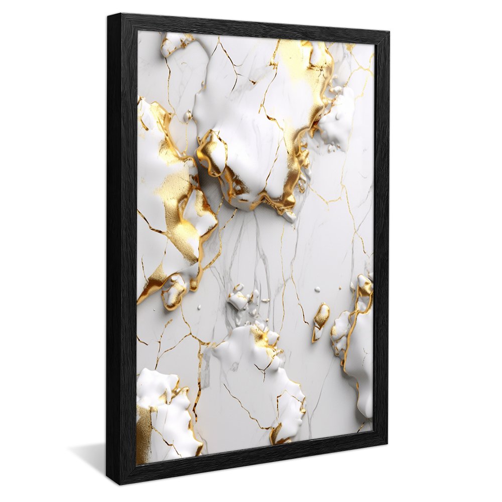 Golden White Marble Abstract Canvas