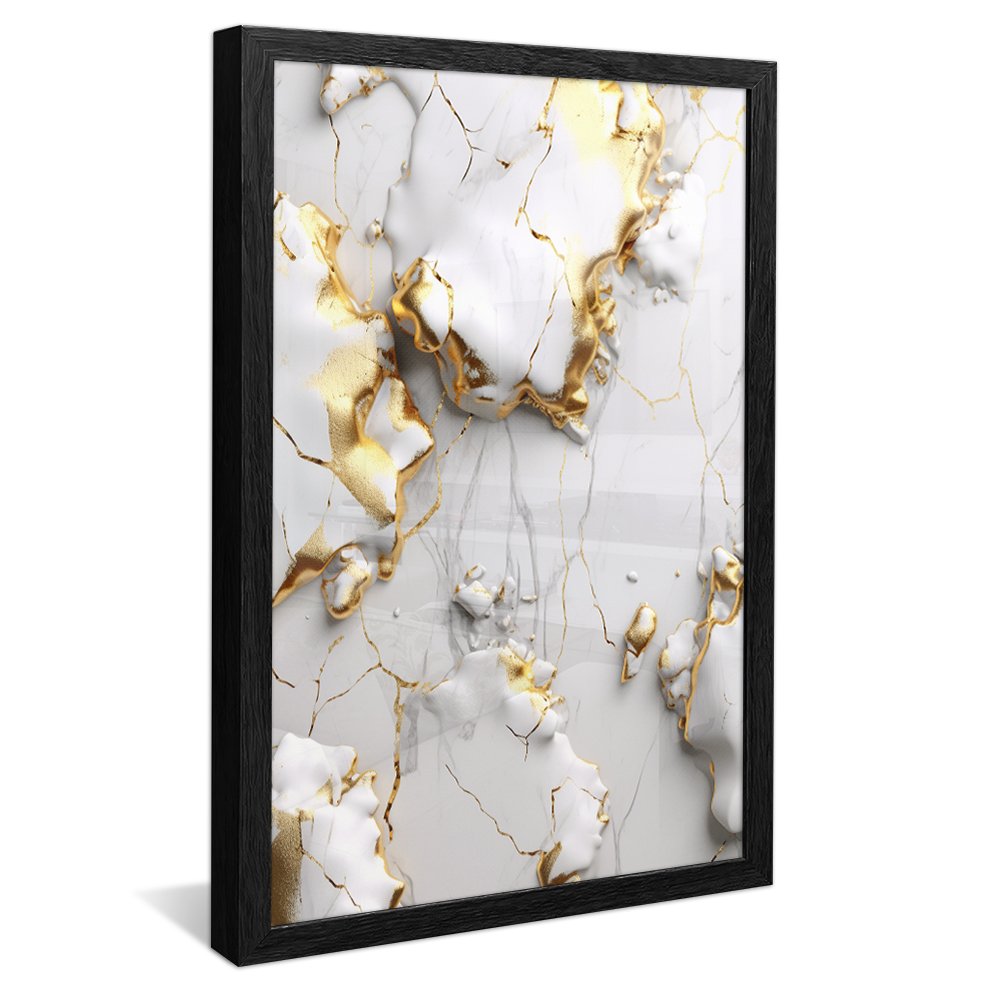 Golden White Marble Abstract Canvas