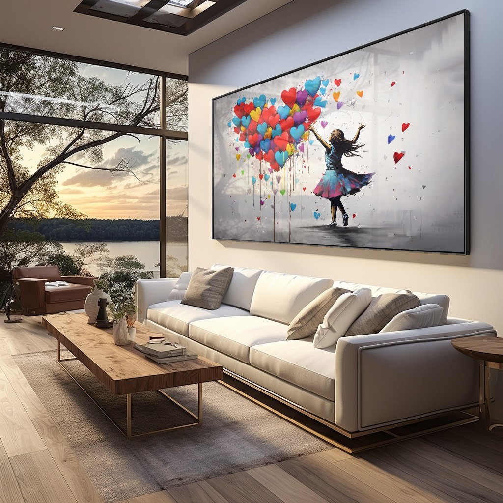 Graffiti Girl with Balloons Canvas