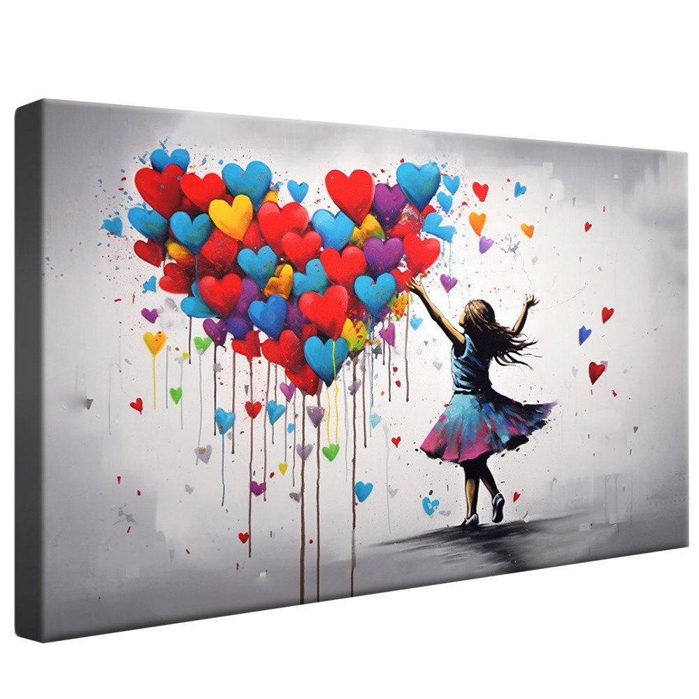 Graffiti Girl with Balloons Canvas