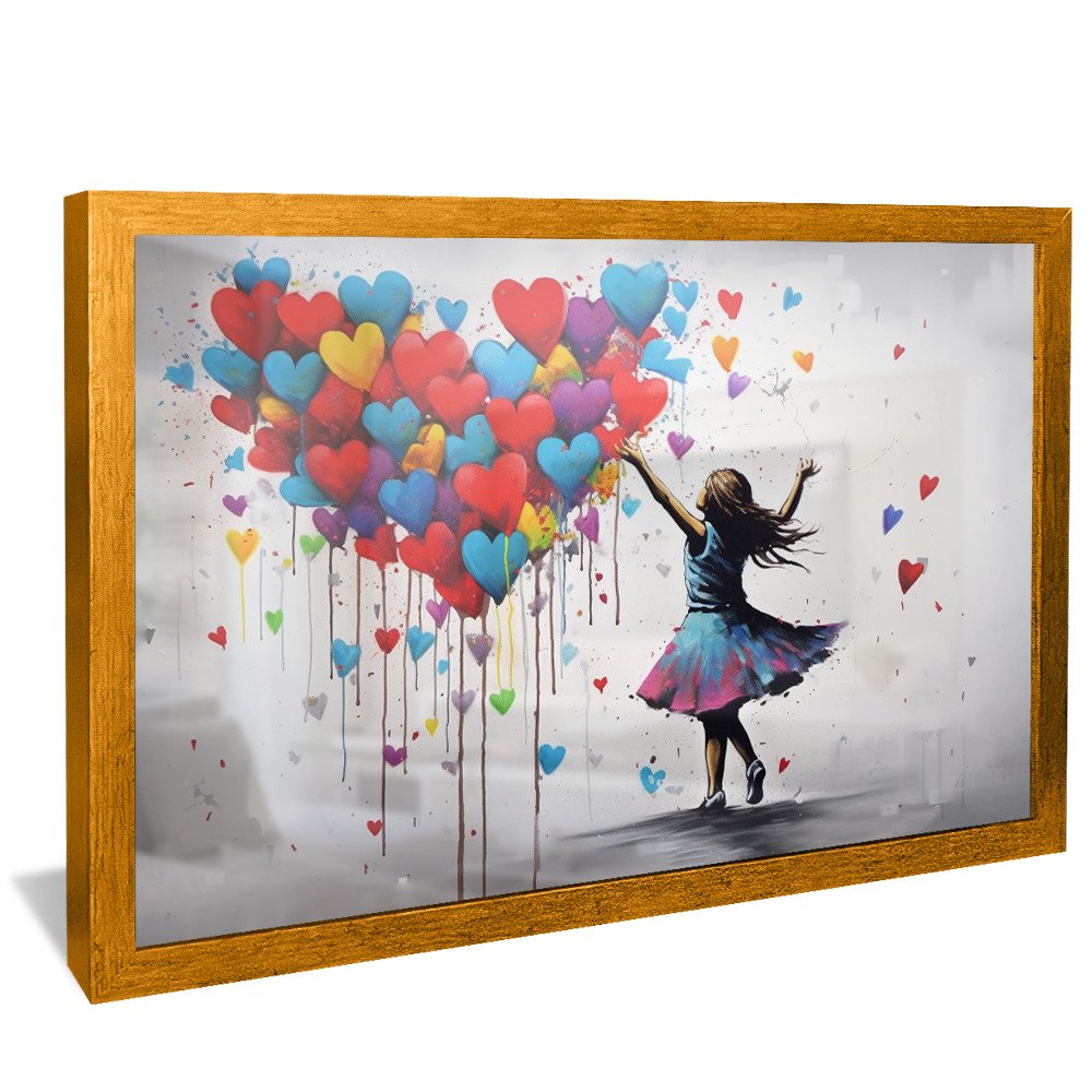 Graffiti Girl with Balloons Canvas