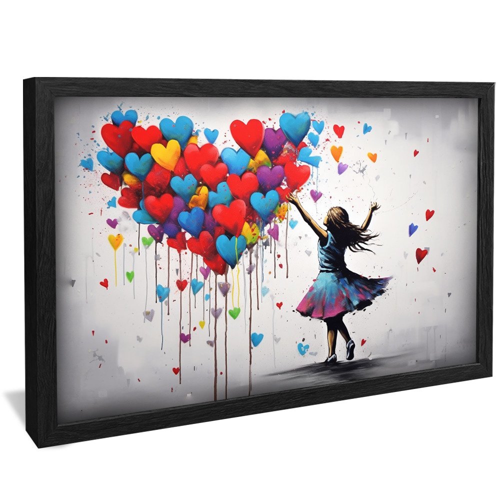 Graffiti Girl with Balloons Canvas