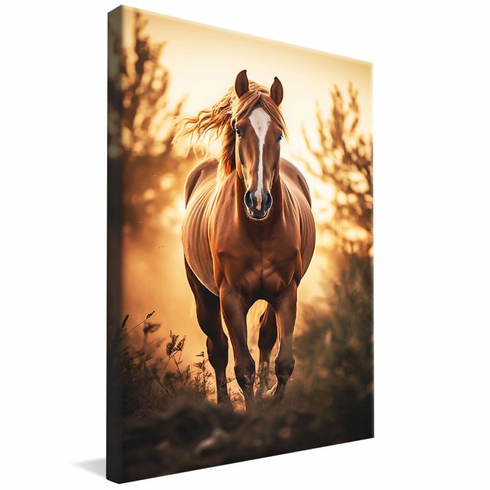 Horse Running in the Forest Canvas