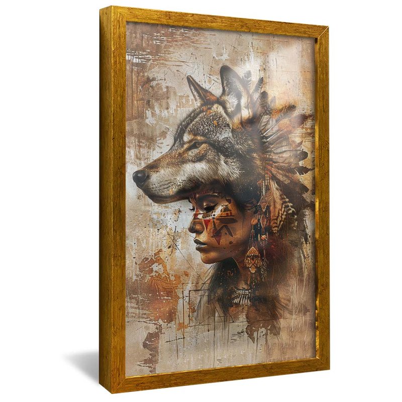 Indigenous with Wolf Skin V1923 Canvas