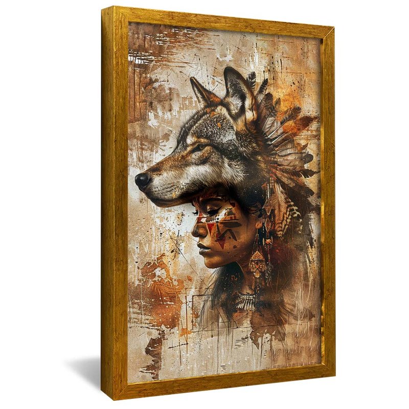 Indigenous with Wolf Skin V1923 Canvas