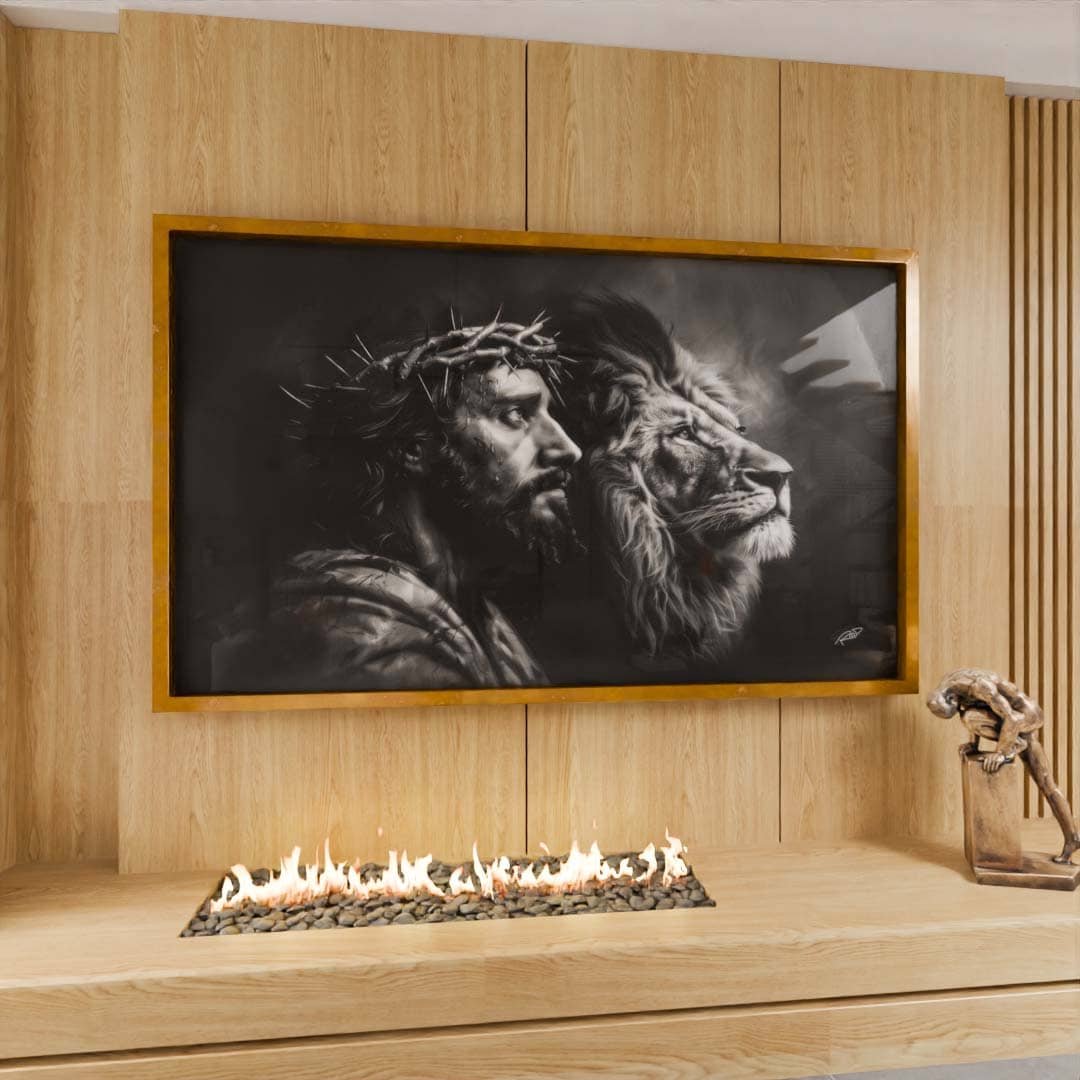 Jesus and Lion Black and White V1749 Canvas