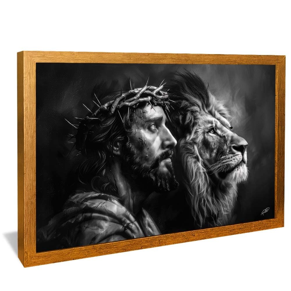 Jesus and Lion Black and White V1749 Canvas