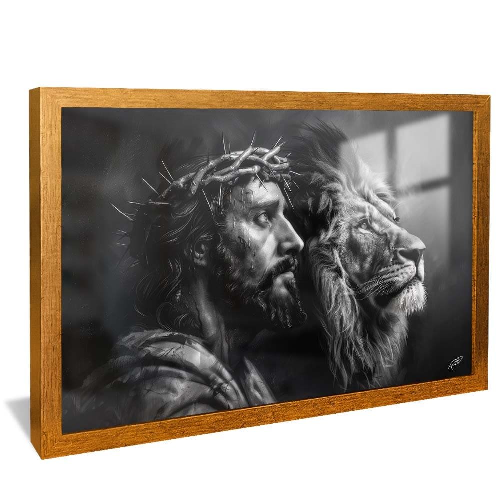 Jesus and Lion Black and White V1749 Canvas