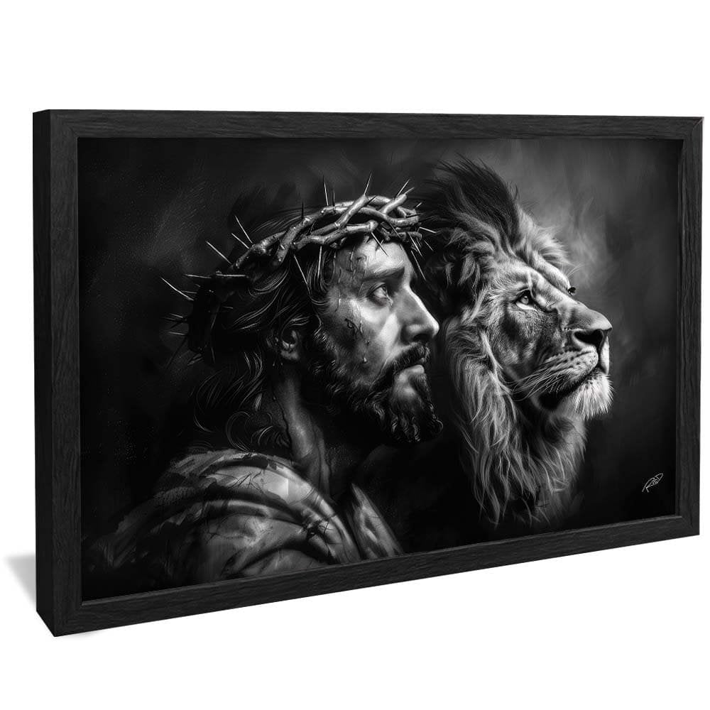 Jesus and Lion Black and White V1749 Canvas