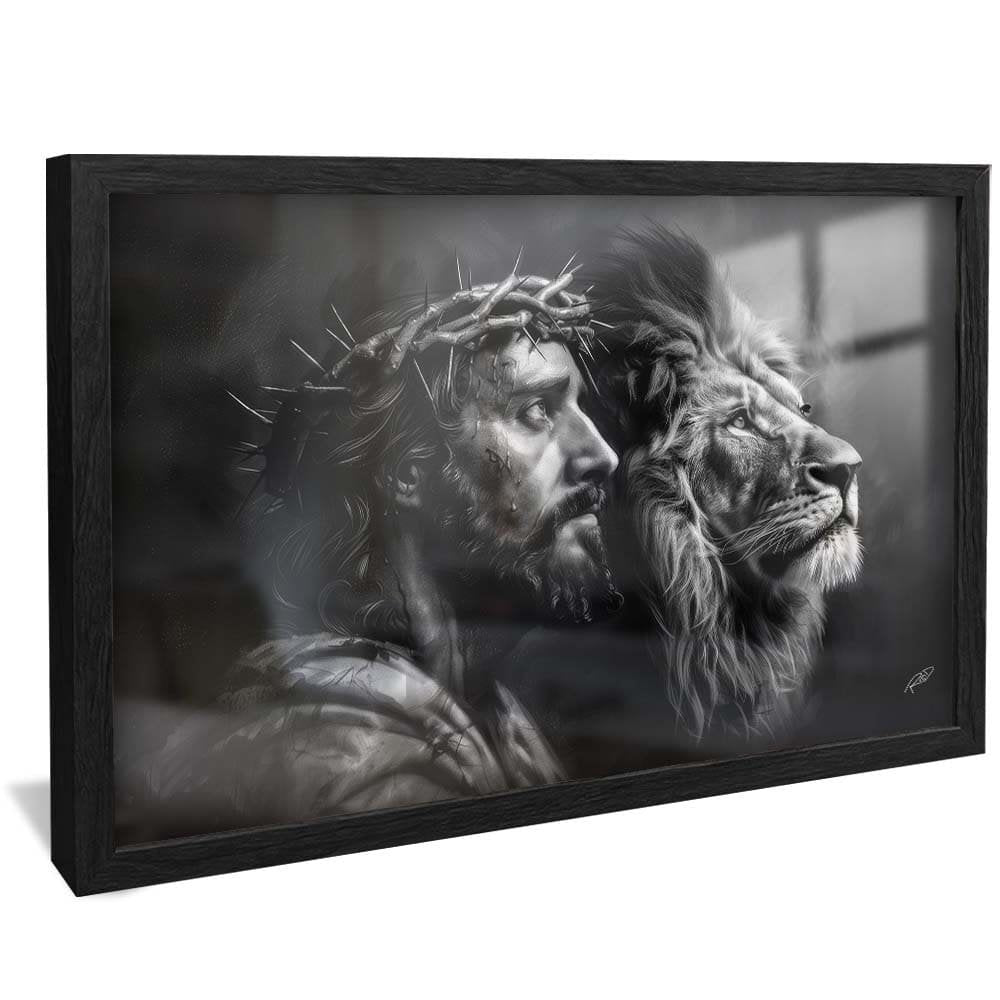 Jesus and Lion Black and White V1749 Canvas